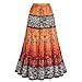 Women's Crinkle Broom Skirt - Chesca Coral Orange & Red Tribal Pattern