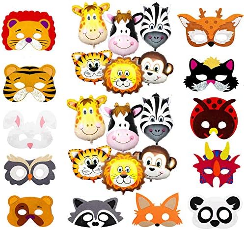 Animal Masks for Kid Party - 12 Assorted Felt Masks for Kids Birthday Party Supplies Decoration