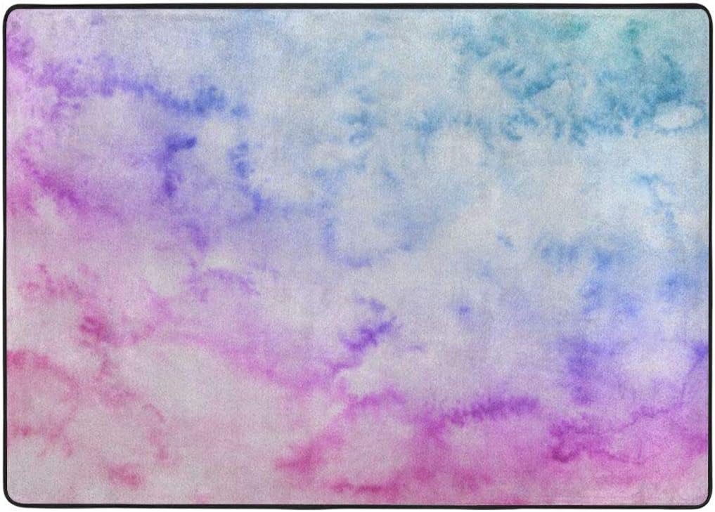 Raditional Bright Colorful Area Rug, Carpet 8460 in-Paint H Watercolor Abstract Red Pink Blue Purple Gradient Beautiful Blur