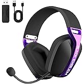 Black Emblem X1 Wireless Gaming Headset with Removable Mic for PC, PS5, PS4, Switch, 2.4GHz Gaming Headphone with Breathable Earcups, Bluetooth 5.4, 50H Battery, Lightweight Gamer Headset