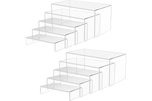 Acrylic Display Risers, Clear Product Stand, Jewelry Display Riser,Shelf Showcase Fixtures For Collectibles Display (5 Sizes 