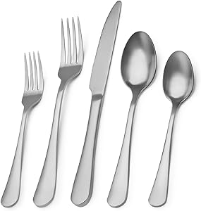 Matte Silverware Set, 20-Piece Stainless Steel Flatware Set,Kitchen Utensil Set Service for 4,Tableware Cutlery Set for Home and Restaurant, Dishwasher Safe