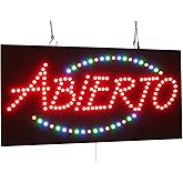 Abierto Sign, 24"x12", 60x30cm, TOPKING, LED, Neon, Florescent, Signage, Signboard, Display, Billboard, Screen, Grand Opening, Gift