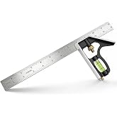 Micymedo 12 Inch Combination Square, Adjustable Carpenter Square with Stainless Steel Ruler and Aluminum Head, Metric and Inch Scale, Bubble Level and Scriber, 90 and 45 Degree Combo Layout Tool