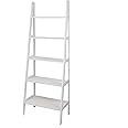 Casual Home 100% Solid Wood 5-Shelf Ladder Bookcase, 24.75"W x 16"D x 72"H, White, 5-Tier Freestanding Ladder Shelf