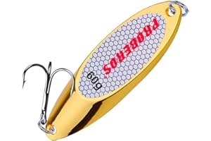 PROBEROS Fishing Spoons Lures Bass Baits Jigging Bait Tackle with Treble Hooks Hard Metal Spoon Fishing Lure Weight Pick 10 Pcs/Pack Silver Gold