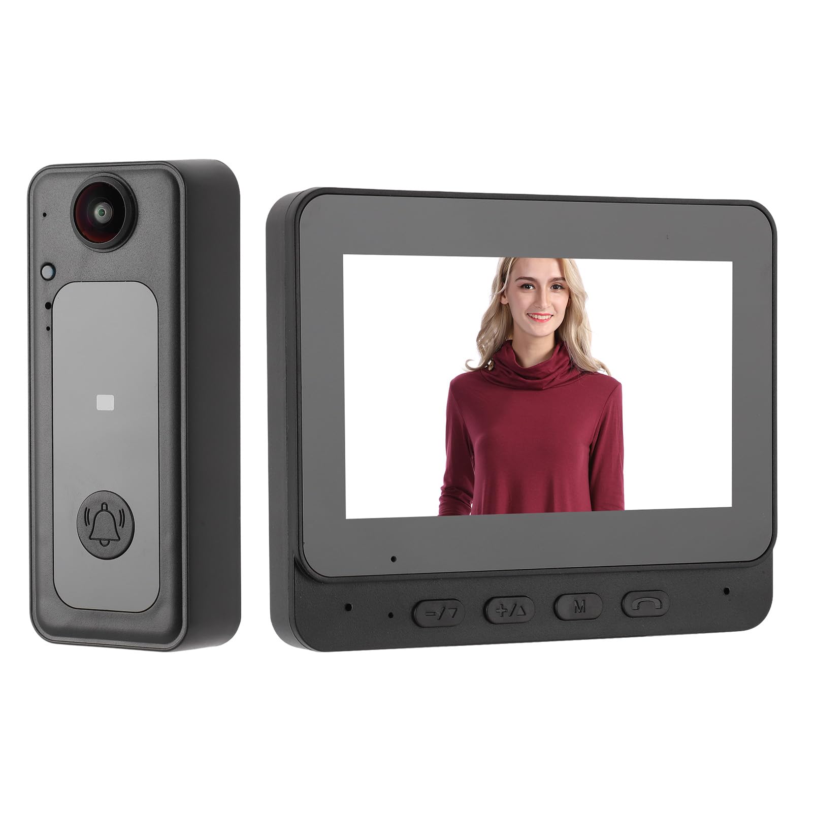 Wireless Video Doorbell Intercom with Monitor System, WiFi Smart Home Video Intercom Door Phone Kits, 8MP 170° Wide Angle Camera, 4.3 Inch Screen, for Apartment