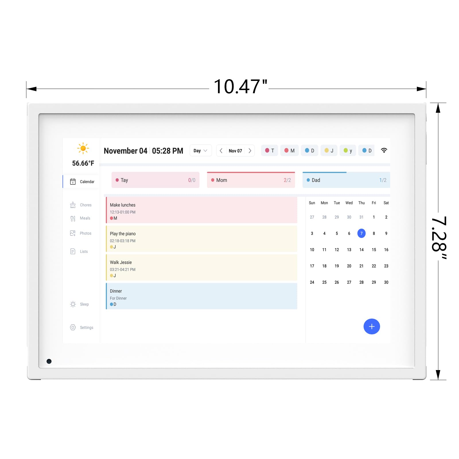 10.1 Inch Smart Digital Calendar Planner & Chore Chart, IPS HD Touchscreen Interactive Display, Smart Family Planner, Digital Picture Frame for Seamless Scheduling - Share Photos/Videos via App