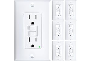Amico 6 Pack GFCI Outlet 15 Amp with Thinner Design, Non-Tamper Resistant, Self-Test GFI Receptacles with LED Indicator, Wall Plates and Screws Included, Indoor, ETL Listed, White