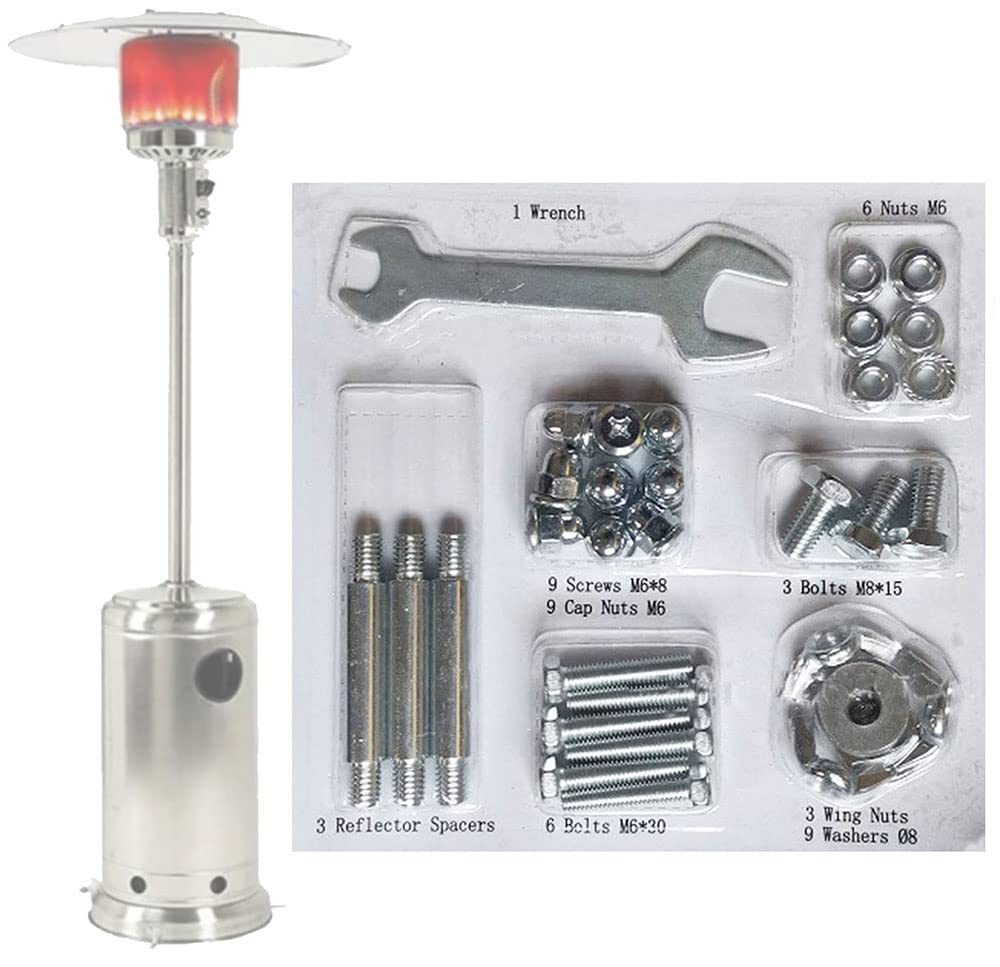Spotimlody Master Bolt Set for Round Glass Tube Patio Heater,Top Patio Heater Reflector shield Replacement Hardware -Propane Patio Outdoor Space Heater Accessories,Wing Nut& Bolt & Nut