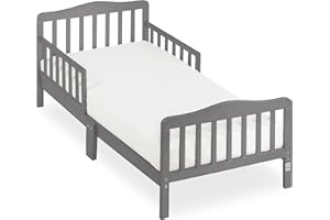 Dream On Me Classic Design Toddler Bed In Steel Grey, Greenguard Gold And JPMA Certified, Low To Floor Design, Two Side Safety rails, Non-Toxic Finishes, Wooden Nursery Furniture