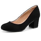 mysoft Women's Pumps Low Chunky Block Heel Round