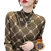 Freaswind Dralon Turtleneck Tops for Women Autumn Winter Thickened Thermal Underwear Inner Warm Printed Long-Sleeved Shirt