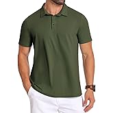 PEGENO Mens Polo Shirts Short Sleeve Golf Shirts Moisture Wicking Athletic Casual Polo Shirts