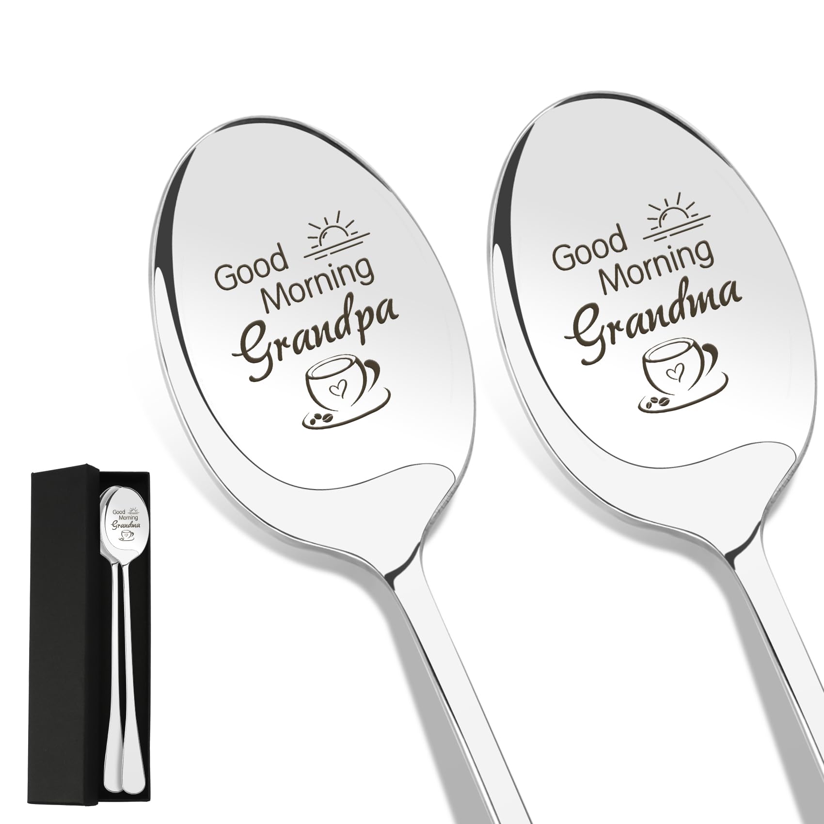 Mothers Day Gifts for Grandma and Grandpa Grandparents Presents for Grandparents Granny Nana Nan Nanny Grandad Gifts Coffee Lover Tea Lover Stainless Steel Spoon with Gift Box Great Grandparents Gift