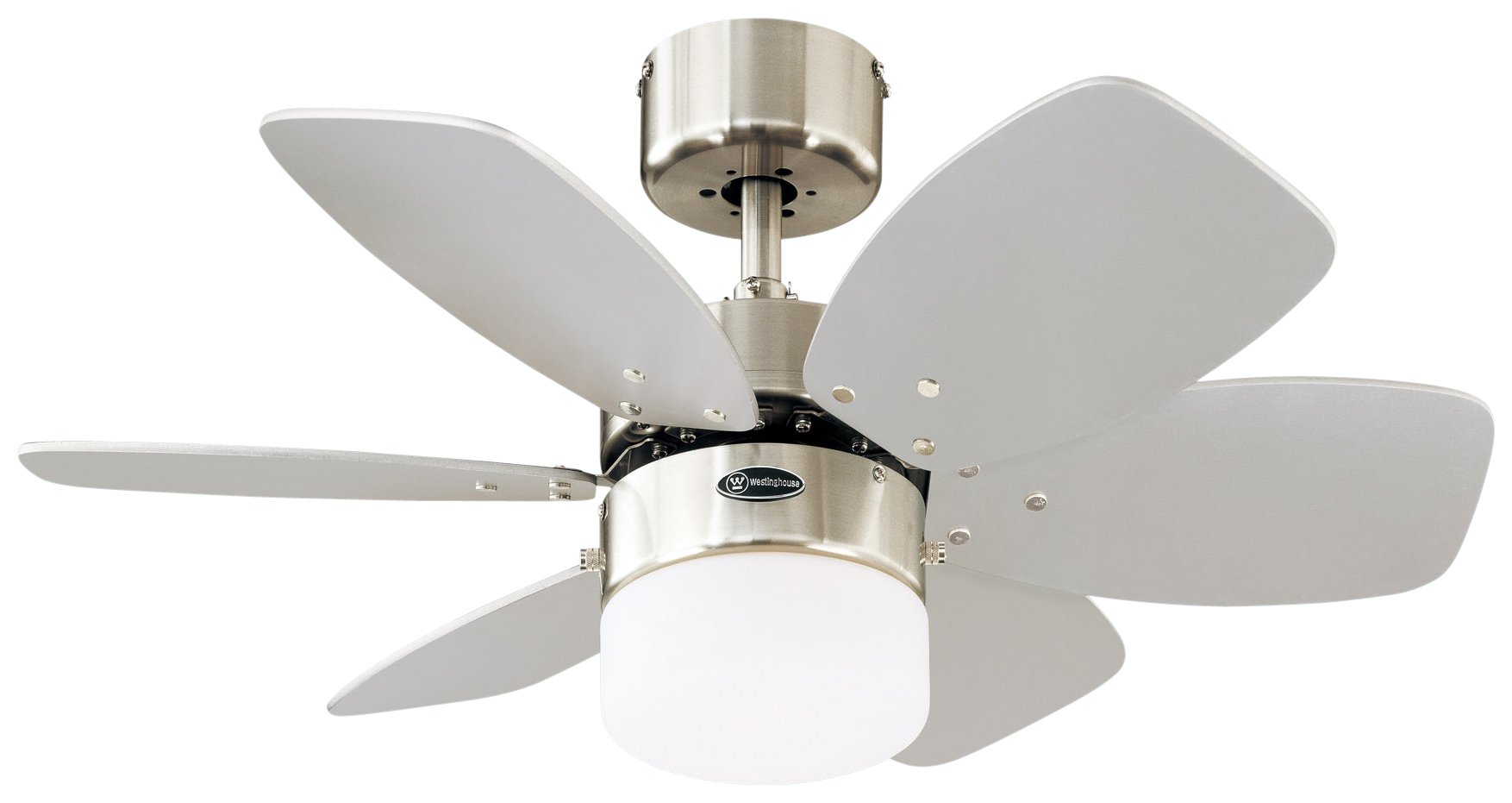 Westinghouse Lighting 78788 Flora Royale One-Light 76 cm Six-Blade Indoor Ceiling Fan, Satin Chrome Finish with Opal Frosted Glass — image 1