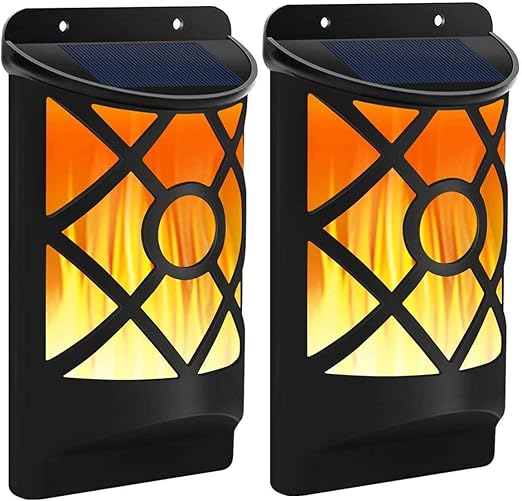 66 LED antorcha solar jardín luces parpadeantes llama solar pared luces