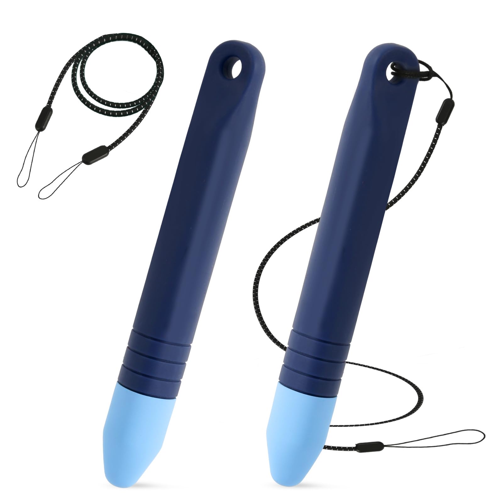 2pcs Kid-Friendly Stylus Pens with Anti-Loss Lanyards, Kids Stylus Pens for Touchscreen Kids Writing Stylus Compatible with iPad iPhone Android All Touch Screen Devices (Blue)