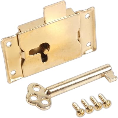 Merriway Wardrobe Cabinet Drawer Surface Lock 63mm With Key Brass BH02168