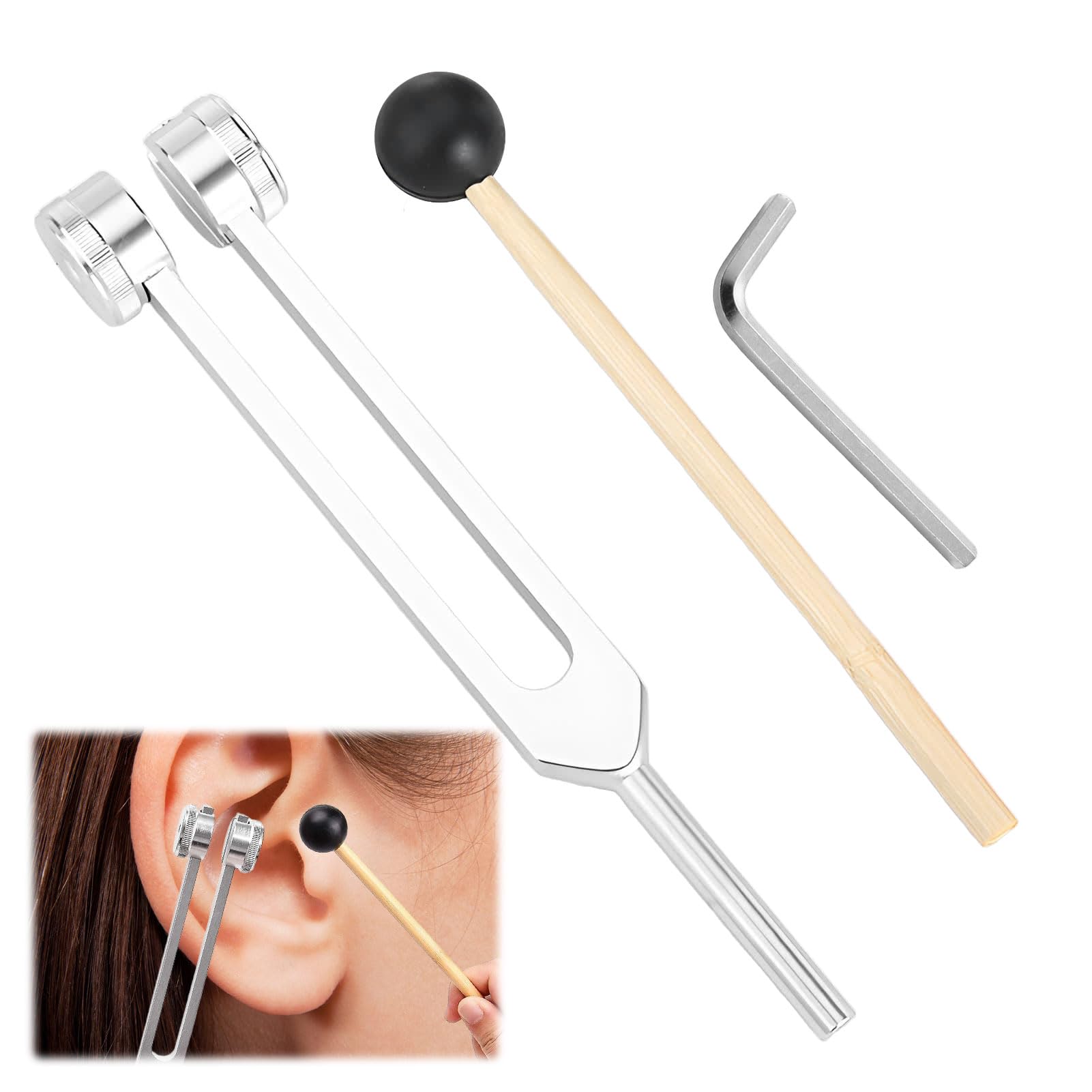 128hz Tuning Fork Medical,Aluminum Alloy Tuning Forks for Healing,Tuning Fork with Silicone Hammer,Tuning Fork 128hz for DNA Repair Healing,Sound Therapy,Tuning Forks Medical