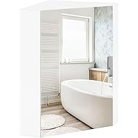 Giantex Corner Medicine Cabinet, 23.5” Over The Toilet Storage Cabinet with Mirror Door, Adjustable Shelf, Clear Reflection, 