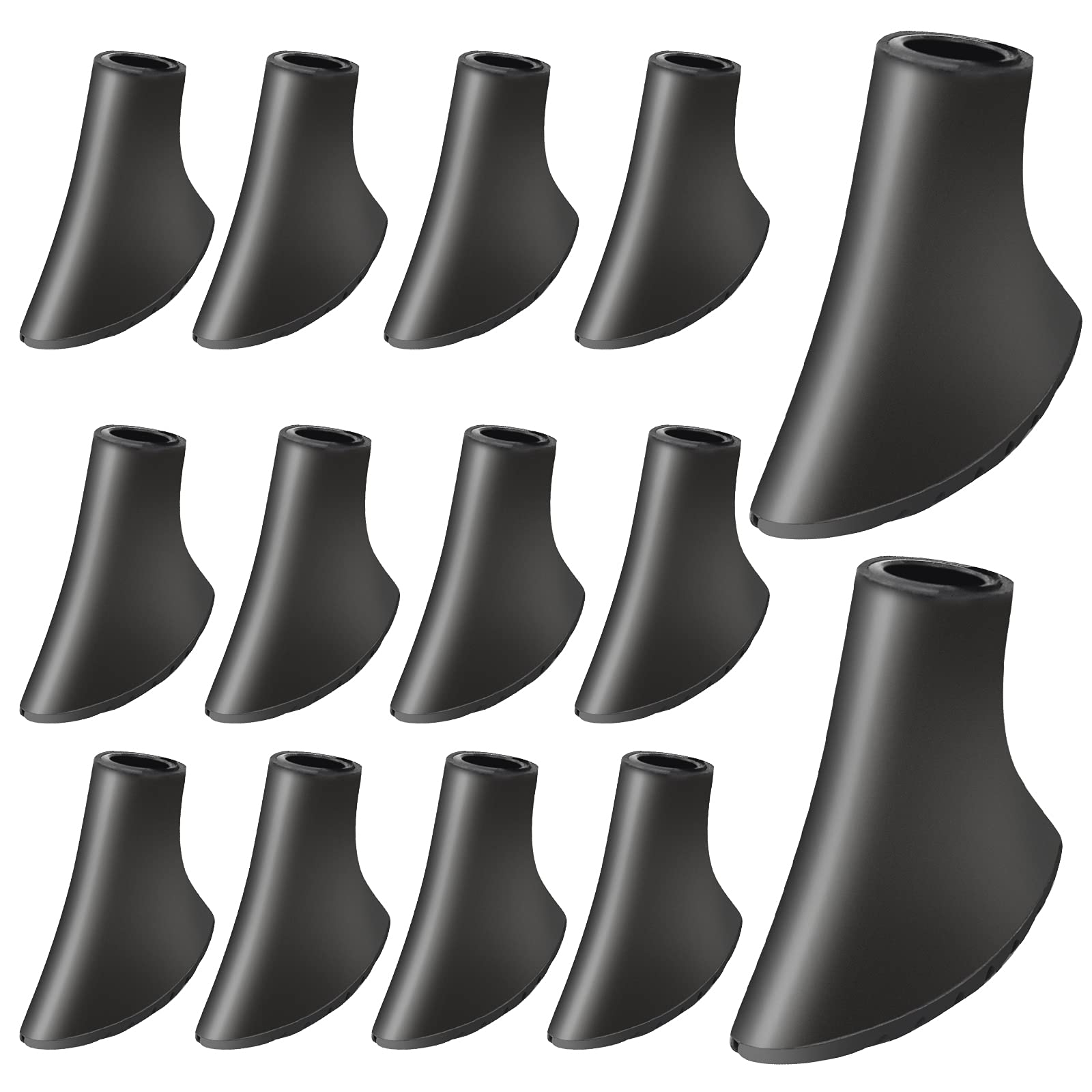 14 Pieces Nordic Hiking Stick Pads Replacement, Black Trekking Pole Tip Protectors for Asphalt Rock and Snow Mud Ground