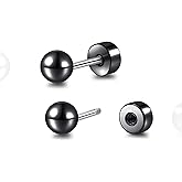 Limerencia Titanium Flatback Earrings Hypoallergenic Ball Earrings for Sensitive Ears Simple Classic 3mm-5mm Flat Stud Earring Perfect for Helix Tragus Cartilage Earlobe