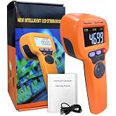 WapoRich Handheld Stroboscope 60-49,999 RPM/FPM Digital Strobe Tachometer | Non Contact Estroboscopio with 0.001% Accuracy, Adjustable LED Flash Frequency for HVAC Motor Engine Speed Tester - RQ-DT50D
