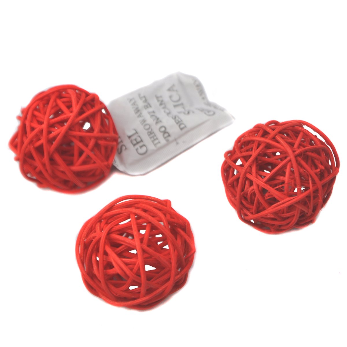 Ougual Natural Wicker Rattan Balls Table Wedding Party Hanging Wobble Ball Christmas Decoration (8cm, 6pcs, Red)