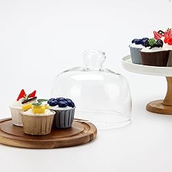 KVMORZE 8.6''Cake Stand with Glass Dome, 2-in-1