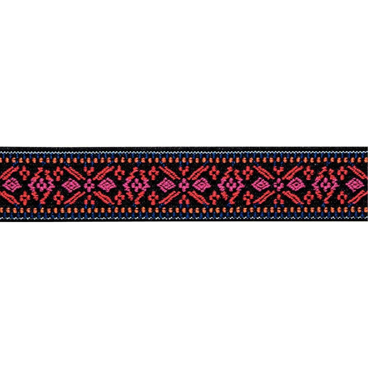 Prym Red & Pink Flower Design Patterned Elastic 25mm/1in (7mtr), Polyester blend, Multi-Colour, 15 x 15 x 3 cm
