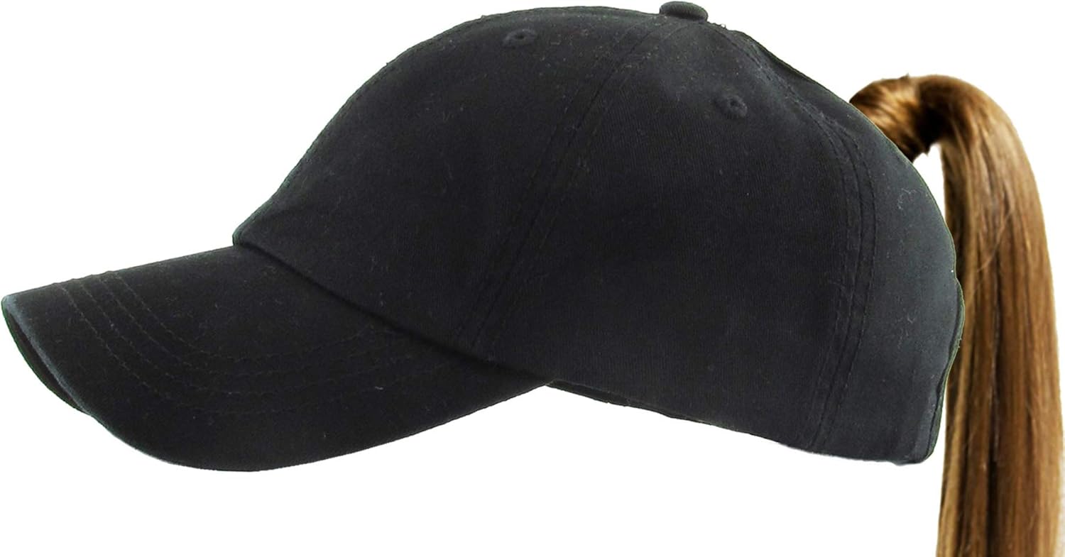Pony-Classic BLK Classic Ponytail Baseball Caps Classic Cotton Dad Hat Adjustable at  Women’s Clothing store