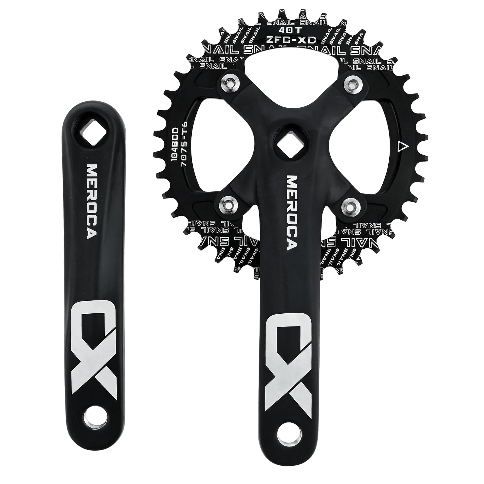 SURIEEN 40T Mountain Bike 170mm Square Crankset, Single Speed Crankset, 104 BCD Bike Crank Arm Set for Mountain Bike, Road bike, Folding bike, MTB