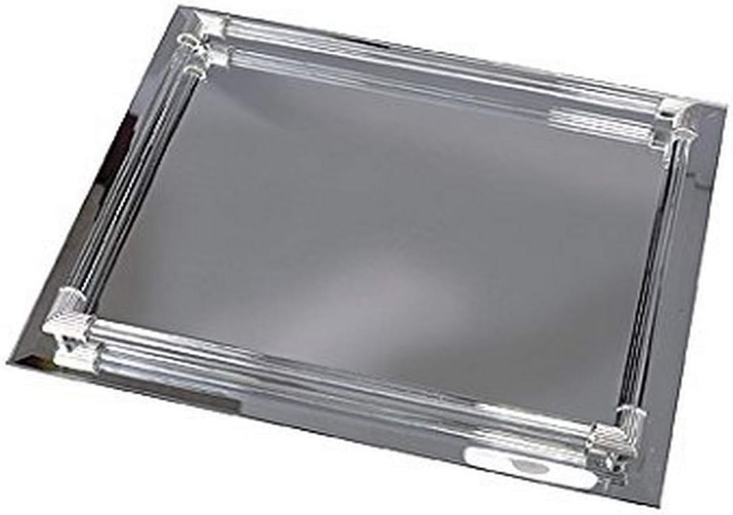 Amazon Com Harry D Koenig Rectangular Mirrored Vanity Tray With Glass Gallery Rods Home Kitchen
