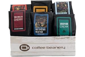 COFFEE BEANERY Sampler Coffee Variety Pack | 100% Specialty Arabica Coffee | 6 1.75oz Try-Me-Size one pot bags, light-medium roast