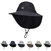 ZOORON Kids Sun Hat with Neck Flap UPF 50+ UV Protection Wide Brim Breathable Fishing Safari Beach Summer Hat for Boys Girls
