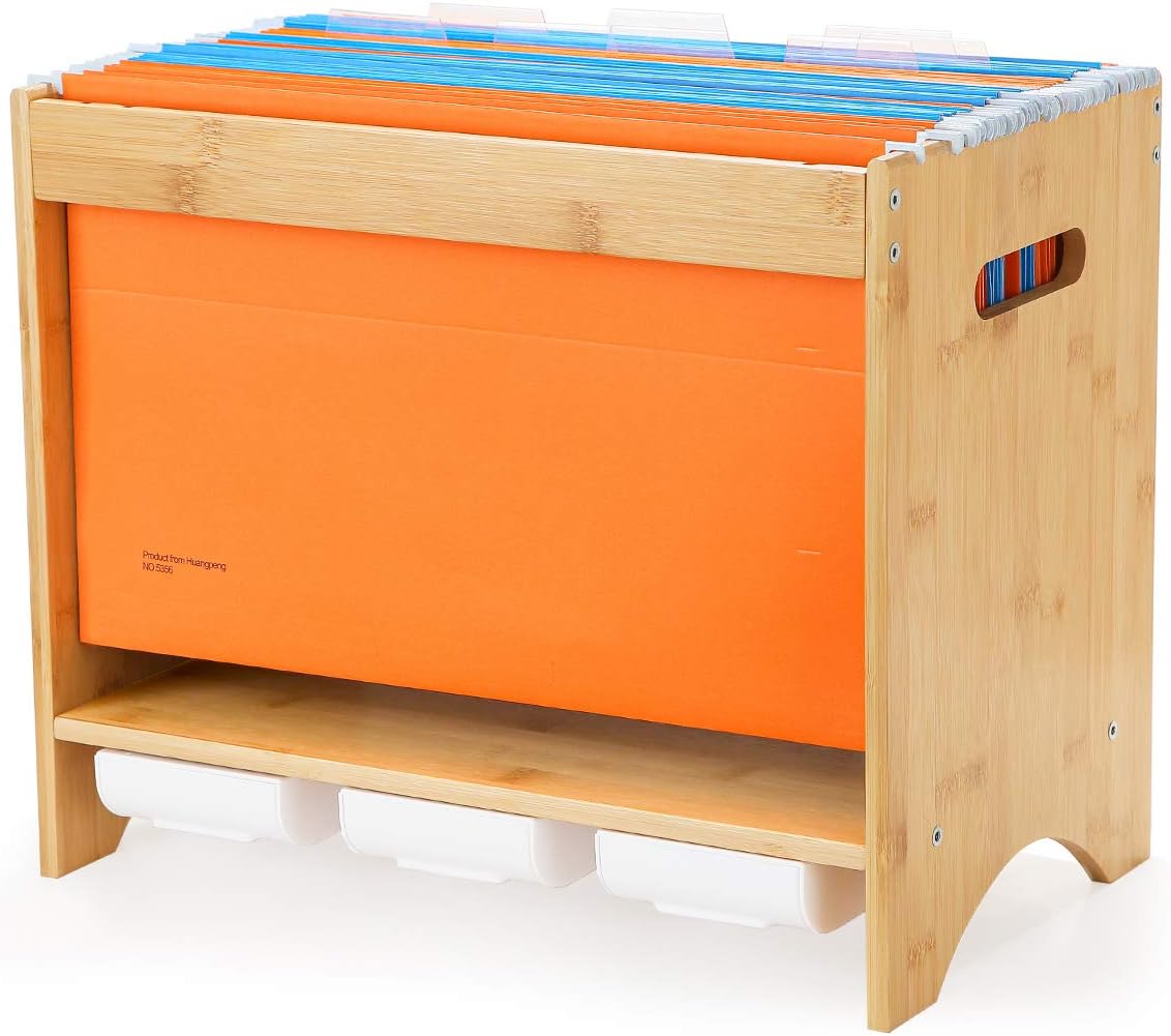 Desktop Hanging File Holder Bamboo File Drawer Organizer Store Letter Paper, A4, FC, Legal documents