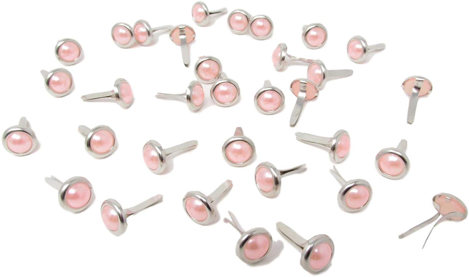 Syntego Pink Round Pearl Brads – 100-Piece Set – Elegant Scrapbooking & Cardmaking Embellishments for Weddings, Invitations, Journals, and DIY Crafts