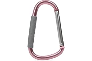 Nuby Large Handy Hook Carabiner Stroller Clip with Textured Soft Grip, Rose Gold/Grey