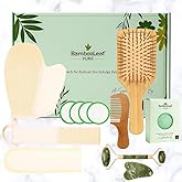 Self Care Natural Unique Organic Spa Set for Women – Eco Friendly Gift Box with Bamboo Comb, Jade Roller, Facial Sponge, Makeup Remover Pads, Headband & Bath Glove – Birthday, Relaxation Kit