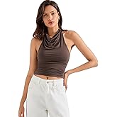 SUUKSESS Women Halter Backless Tank Tops Sexy Cowl Neck Summer Going Out Cami Tops