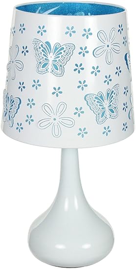 Atmosphera Lampe Touch Metal Blanc Motif Papillon Bleu Amazon Fr Luminaires Et Eclairage