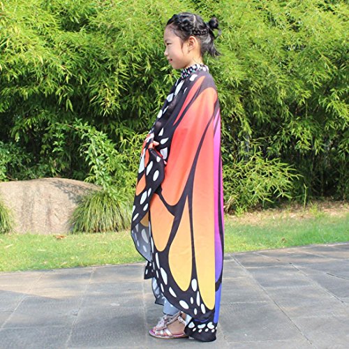 VESNIBA Kid Baby Girl Soft Fabric Butterfly Wings Shawl Scarves Nymph Pixie Poncho Costume Accessory (136x108CM, Hot Pink)