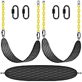 Dolibest Heavy Duty Swing Seats (2 Pack) with 66’’ Chain and Carabiners, Comfortable and Durable Plastic Coated Swing Set Accessories Replacement for Outdoor Playground,Black