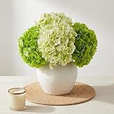 Waipfaru 4Pcs Real Touch Green Hydrangea Artificial Flowers, Fake Hydrangea Flowers, 21" Latex Faux Hydrangea Flowers for Outdoor Wedding Bouquet Home Decor (2 Light Green &amp; 2 Dark Green)