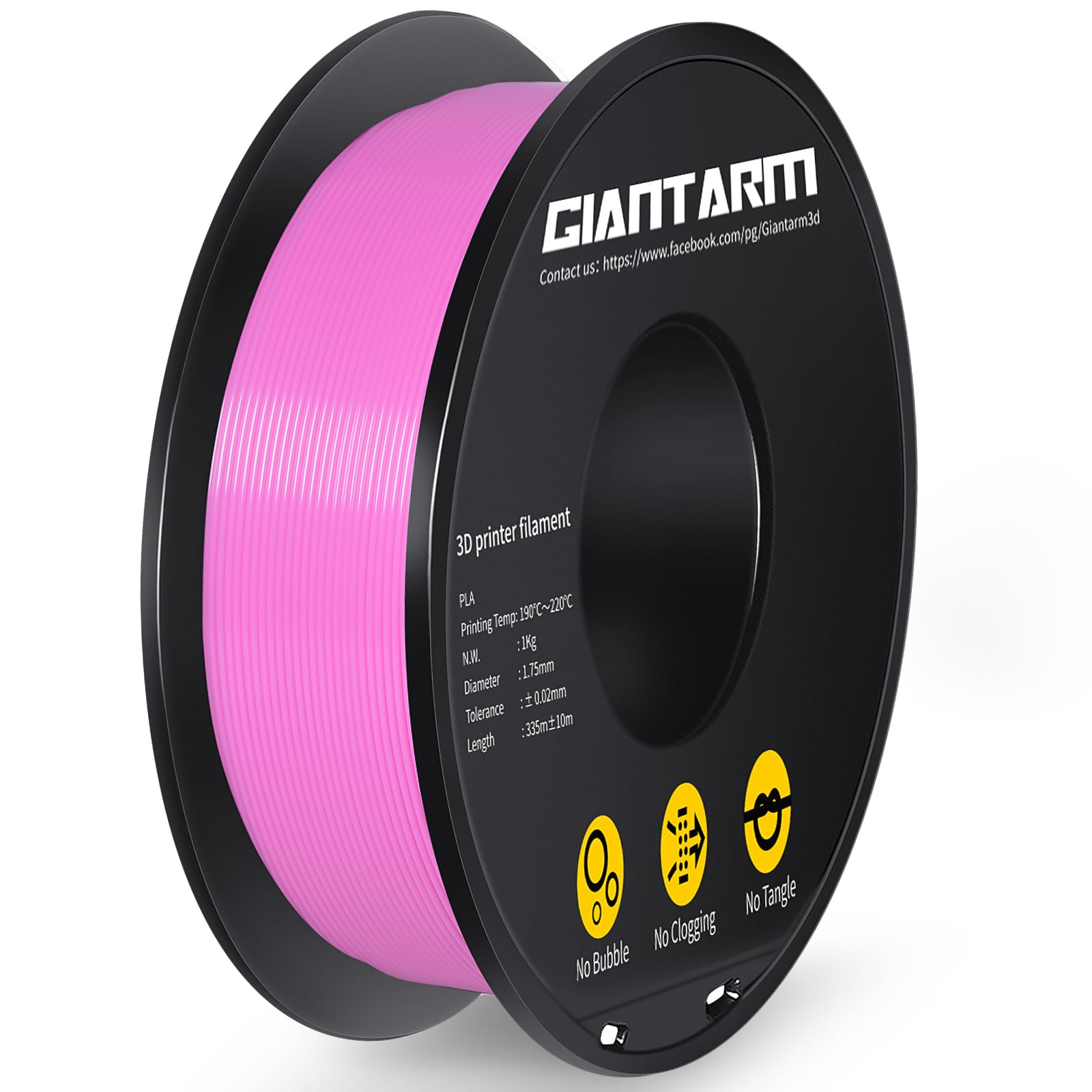 PLA Filament 1.75mm, GIANTARM Classic PLA 3D Printer Filament 1kg Spool (Pink)