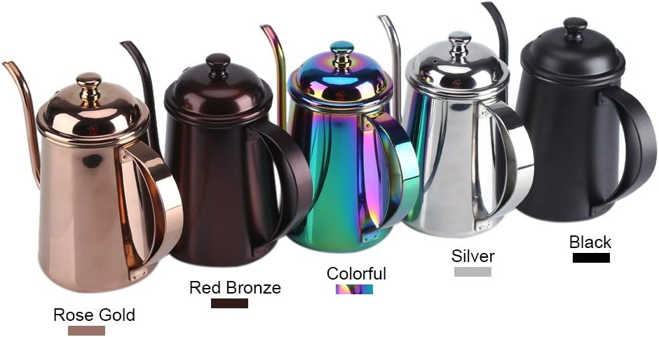 Yosoo Stainless Steel Tea Kettle Coffee Kettle Pour Over Coffee Pot Gooseneck Coffeepot Teapot 650ML (22oz)(Gold) - Image 4