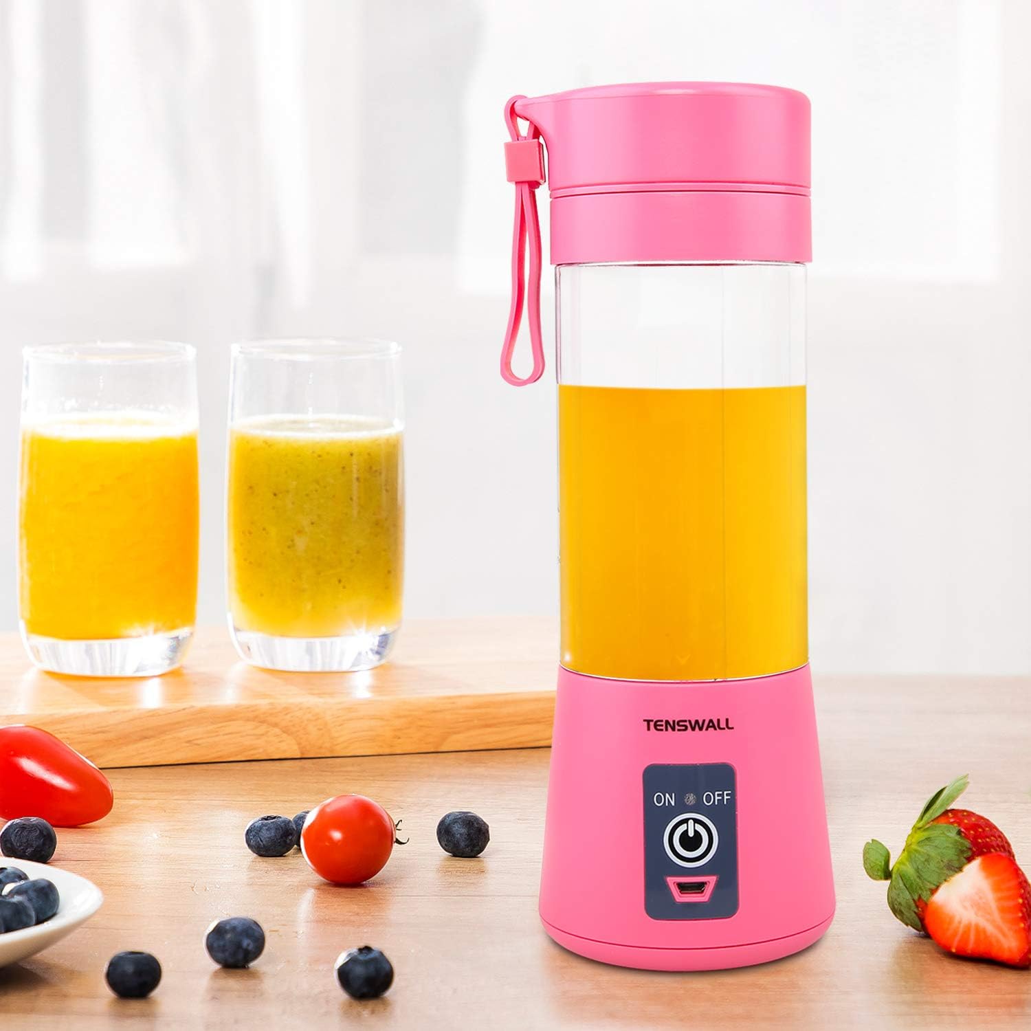 Tenswall Portable, Personal Size Blender Shakes and Smoothies Mini Jucier Cup USB Rechargeabl, pink: Kitchen & Dining