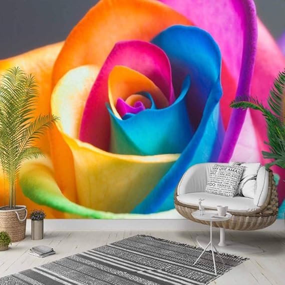 Pbbzl Orange Blue Yellow Pink Rose Flower 3D Photo Cleanable Fabric Pbbzl Orange Blue Yellow Pink Rose Flower 3D Photo Cleanable Fabric