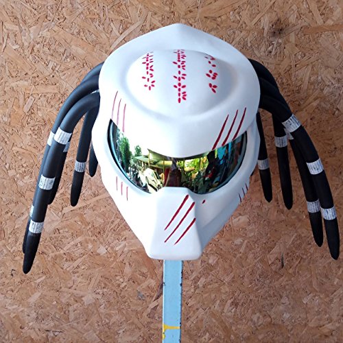 JK speed helmet JK10 NEW CUSTOM WHITE PREDATOR HELMET AIRBUSH PAINTING DOT STANDARD â€“ SHIP FROM THAILAND